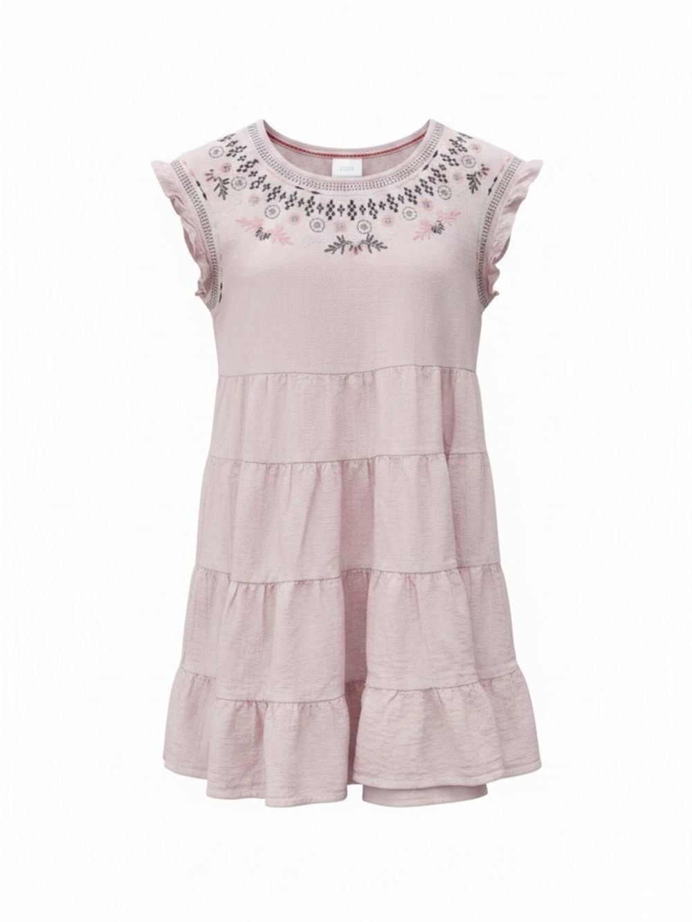 New Knox Rose Blush Pink Embroidered Ruffle-Sleeve Midi Dress Size Med - Picture 6 of 12
